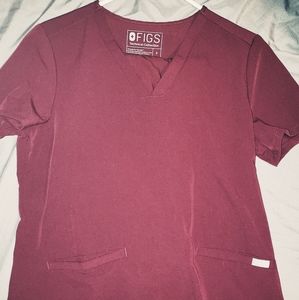 Figs burgundy casma small scrub top
